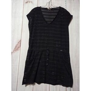 Calvin‎ Klein Ladies Small Cover-Up Crochet Knit Black Drawstring Waist Resort